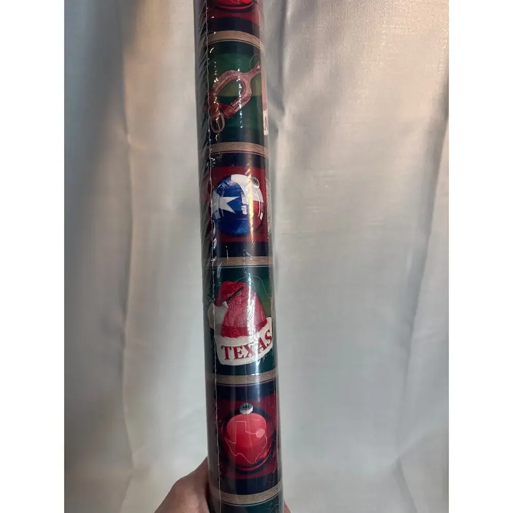 Texas Holiday Christmas Wrapping Paper 100 sqft 30” long sealed- slight tear